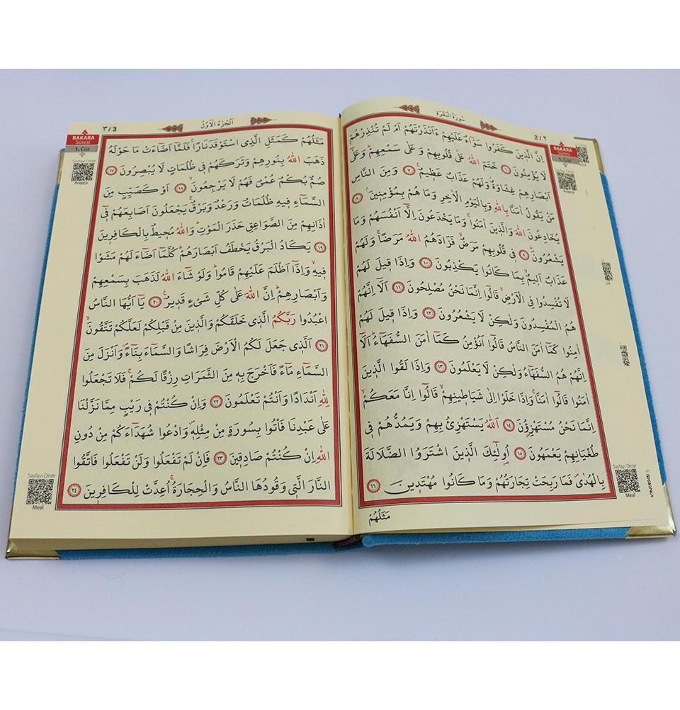 Luxury Islamic Quran & Prayer Rug Gift Set 6 Pieces in Velvet Box - Blue
