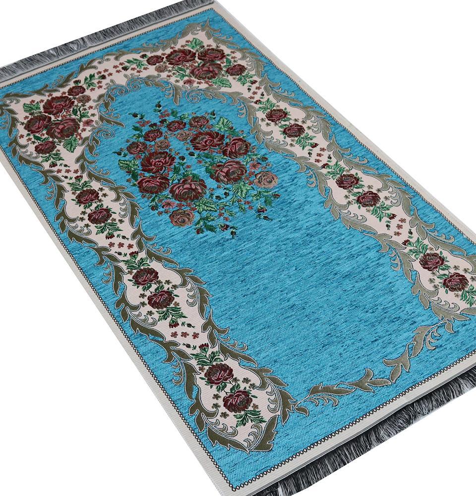 Luxury Islamic Quran & Prayer Rug Gift Set 6 Pieces in Velvet Box - Blue