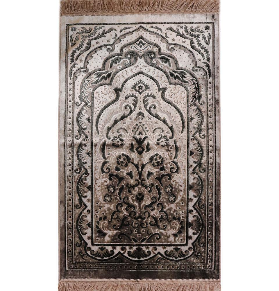 Luxury Velvet Islamic Prayer Rug - Mink