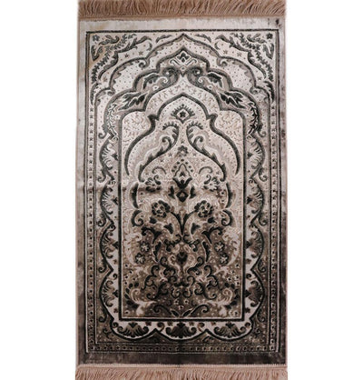 Luxury Velvet Islamic Prayer Rug - Mink