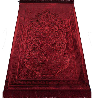 Modefa Prayer Rug Luxury Velvet Islamic Prayer Rug - Paisley Red