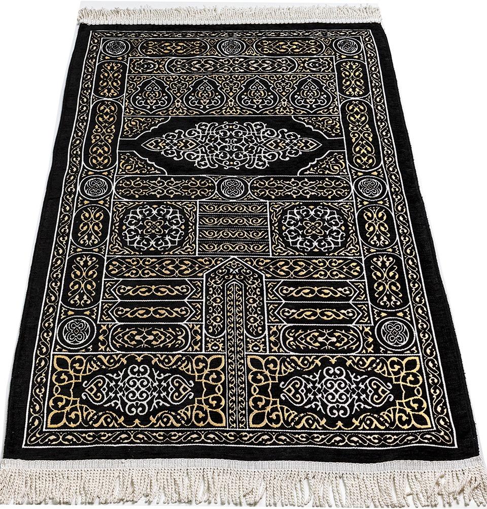 Muslim Rug Luxury Woven Chenille Islamic Prayer Rug Kaba Door Intricate Design