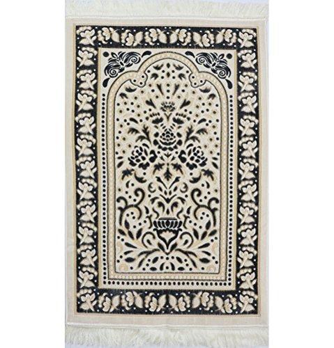 Marmara Velvet Islamic Prayer Rug - Black / Yellow