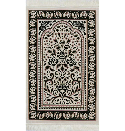 Marmara Velvet Islamic Prayer Rug - Green / Pink
