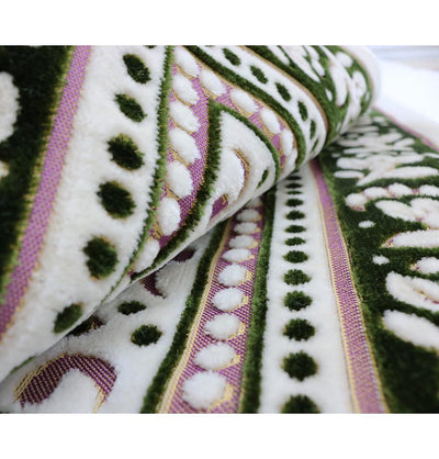Marmara Velvet Islamic Prayer Rug - Green / Pink