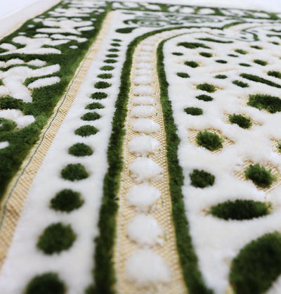 Marmara Velvet Islamic Prayer Rug - Green / Yellow