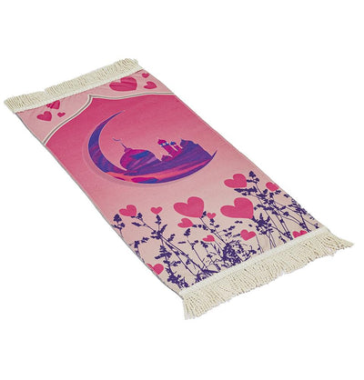 Modefa Prayer Rug Masjid Love Pink Child Size Islamic Prayer Rug - Fun Digital Print (Masjid Love Pink)