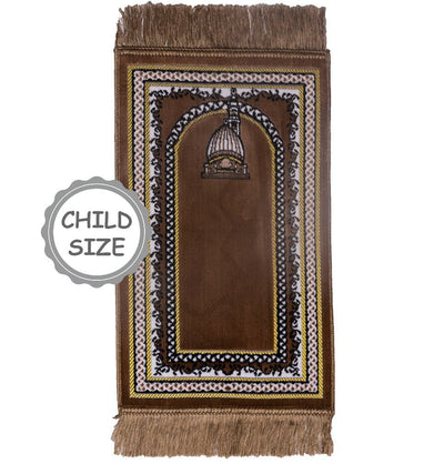 Modefa Prayer Rug Msq1 Light Brown Child Velvet Islamic Prayer Rug - Mosque Dome MSQ1 Light Brown