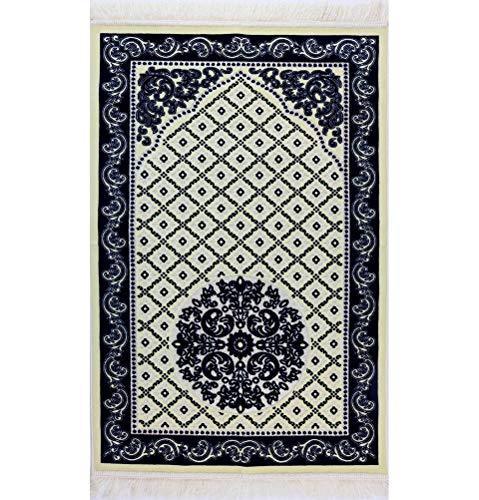 Amber Velvet Islamic Prayer Rug Navy 2