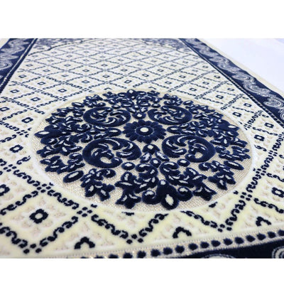 Amber Velvet Islamic Prayer Rug Navy 2