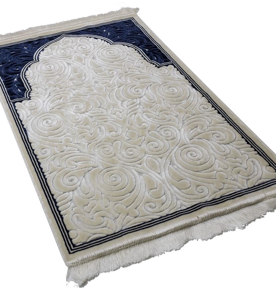 Modefa Prayer Rug Navy Blue #2 Plush Velvet Islamic Prayer Rug Sina - Navy Blue #2