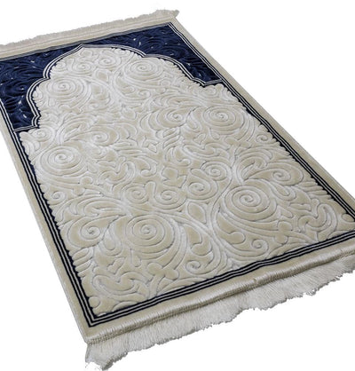 Modefa Prayer Rug Navy Blue #2 Plush Velvet Islamic Prayer Rug Sina - Navy Blue #2