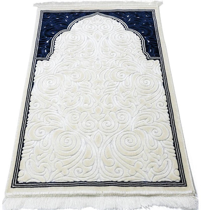 Modefa Prayer Rug Navy Blue #2 Plush Velvet Islamic Prayer Rug Sina - Navy Blue #2