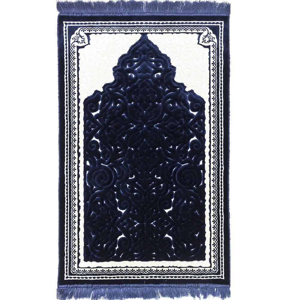 Modefa Prayer Rug Navy Blue #3 Plush Velvet Islamic Prayer Rug Sina - Navy Blue #3