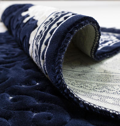Modefa Prayer Rug Navy Blue #3 Plush Velvet Islamic Prayer Rug Sina - Navy Blue #3