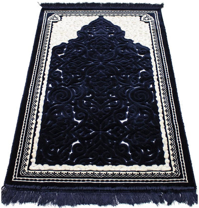 Modefa Prayer Rug Navy Blue #3 Plush Velvet Islamic Prayer Rug Sina - Navy Blue #3