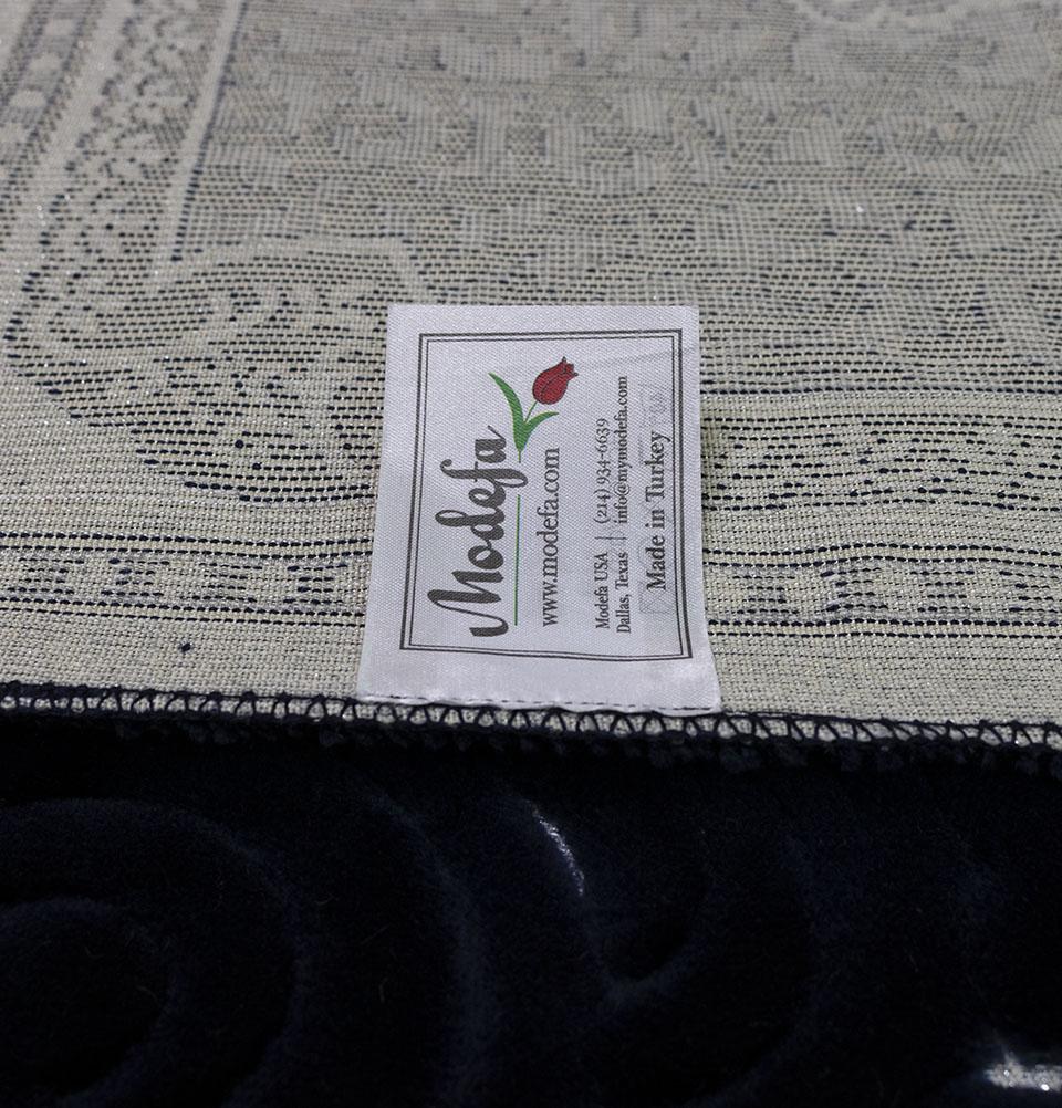 Modefa Prayer Rug Navy Blue #3 Plush Velvet Islamic Prayer Rug Sina - Navy Blue #3