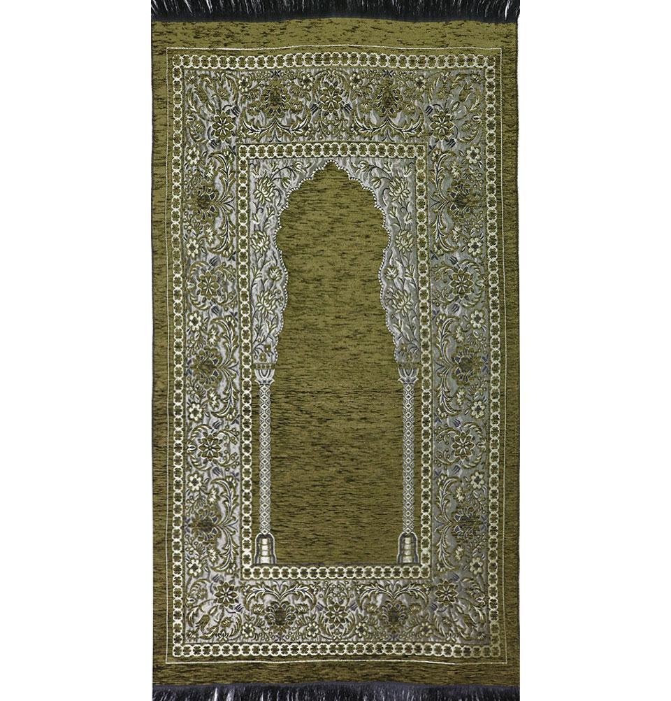 Modefa Prayer Rug Olive Green Embroidered Islamic Prayer Mat - Olive Green