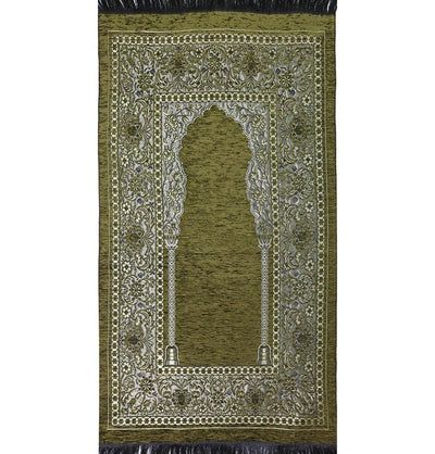 Modefa Prayer Rug Olive Green Embroidered Islamic Prayer Mat - Olive Green