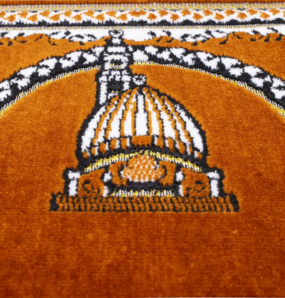 Modefa Prayer Rug Orange #3 Child Velvet Islamic Prayer Rug - Orange Mosque Dome