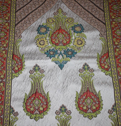 Modefa Prayer Rug Large Wide Luxury Embroidered Islamic Prayer Mat Gift Box Set 'Jacobean' Tulip- Orange / Green - Modefa 