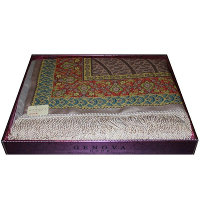 Modefa Prayer Rug Large Wide Luxury Embroidered Islamic Prayer Mat Gift Box Set 'Jacobean' Tulip- Orange / Green - Modefa 