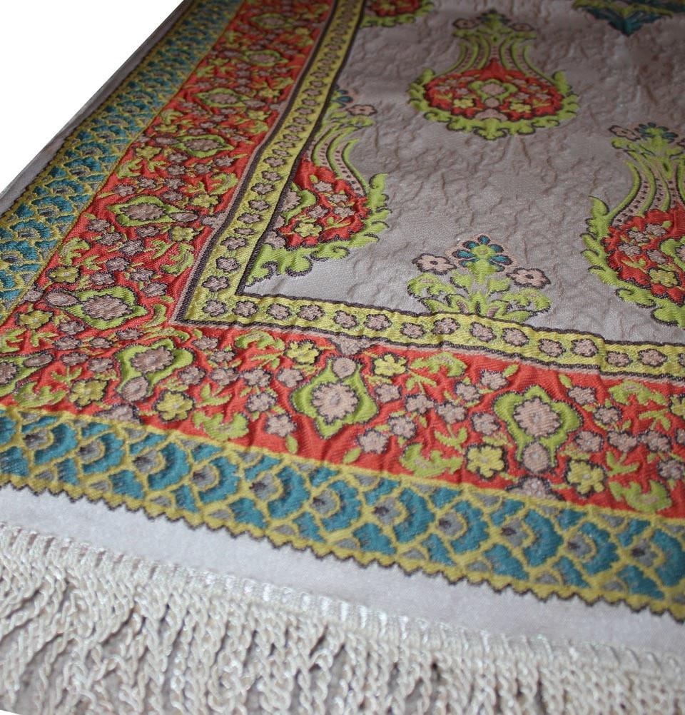 Modefa Prayer Rug Large Wide Luxury Embroidered Islamic Prayer Mat Gift Box Set 'Jacobean' Tulip- Orange / Green - Modefa 