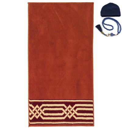 Modefa Prayer Rug Orange Luxury Islamic Prayer Carpet | Rolled Velvet Kilim Rug | Simple Orange
