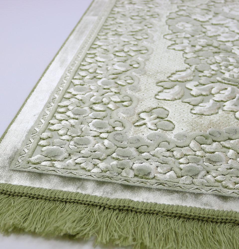 Luxury Velvet Islamic Prayer Rug - Pale Sage Green