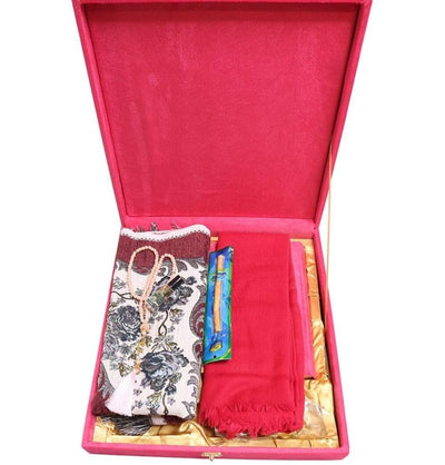 Women's Luxury Islamic Quran & Prayer Rug Gift Set 5 Pieces in Velvet Box - Pink 3