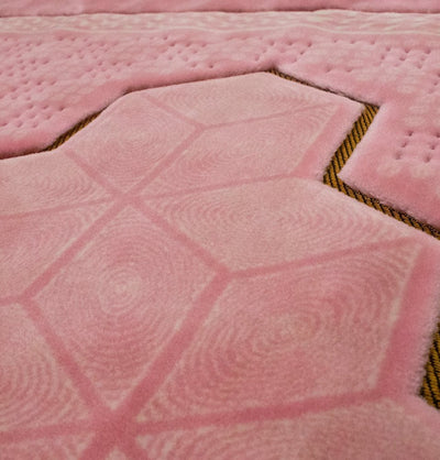 Modefa Prayer Rug Pink Double Plush Wide Extra Large Prayer Rug - Geometric Noor Pink
