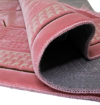 Modefa Prayer Rug Pink Double Plush Wide Extra Large Prayer Rug - Geometric Noor Pink