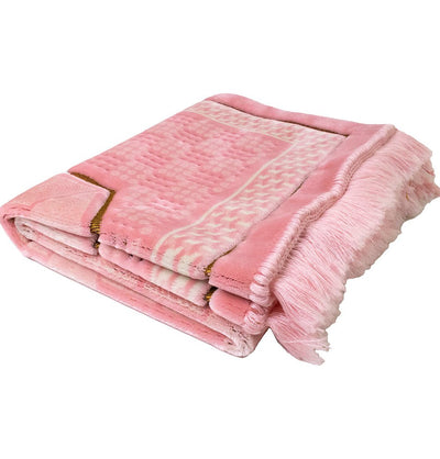 Modefa Prayer Rug Pink Double Plush Wide Extra Large Prayer Rug - Geometric Noor Pink