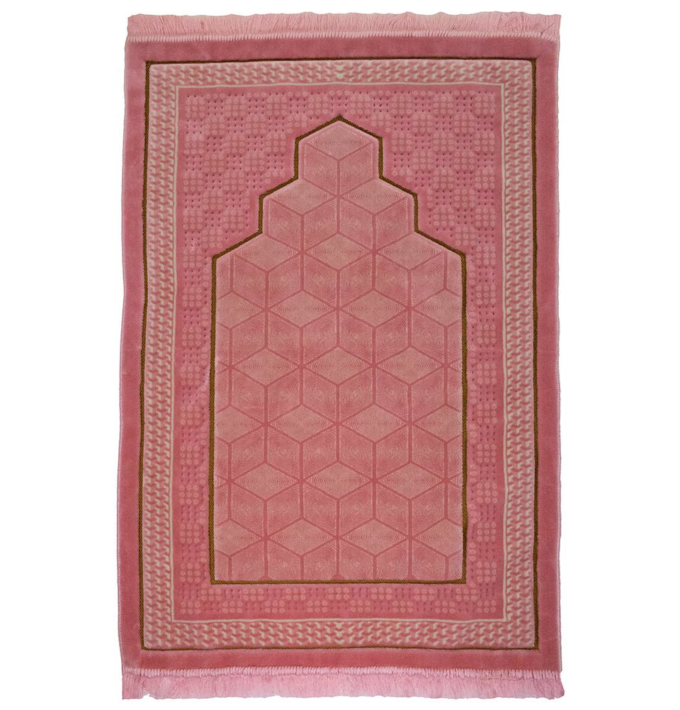 Modefa Prayer Rug Pink Double Plush Wide Extra Large Prayer Rug - Geometric Noor Pink