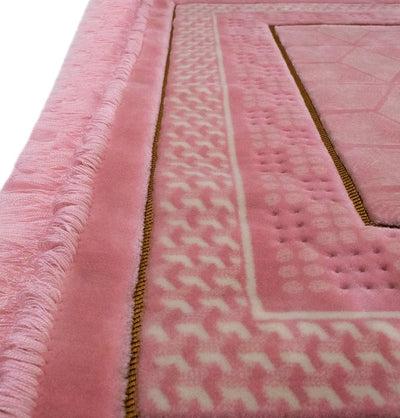 Modefa Prayer Rug Pink Double Plush Wide Extra Large Prayer Rug - Geometric Noor Pink