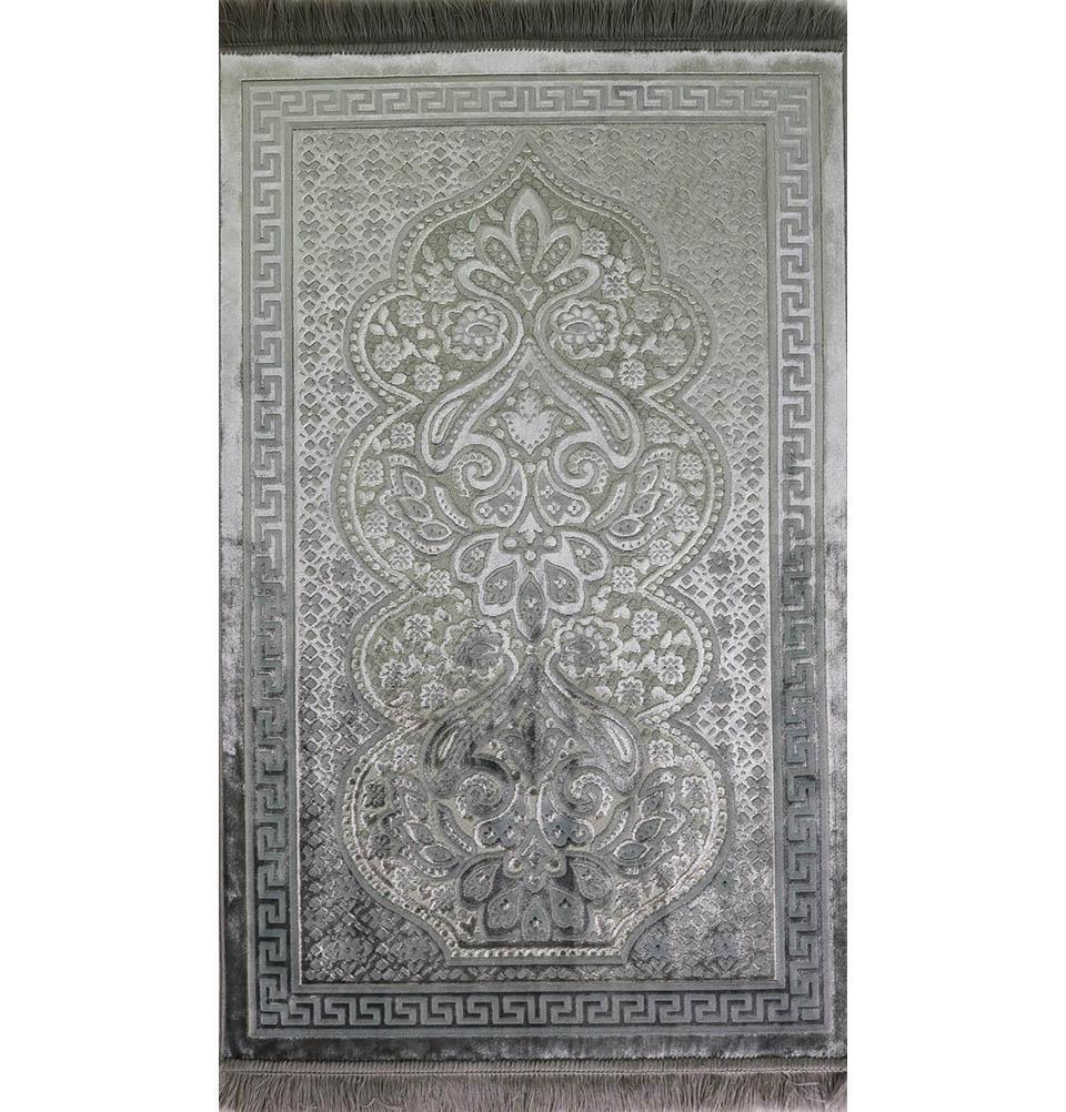 Modefa Prayer Rug Pink Long Keepsake Velvet Gift Case | 5 Piece Set | Luxury Prayer Rugs & Crystal Cut Tesbih - Pink