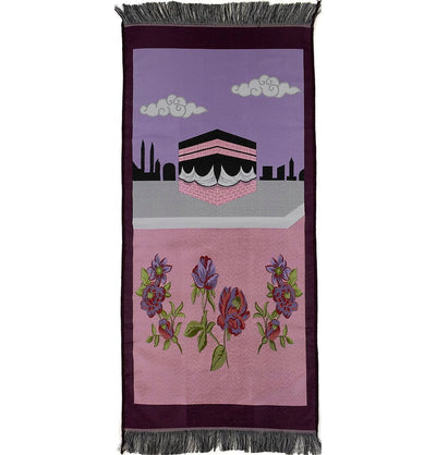 Modefa Prayer Rug Pink & Purple Child Size Islamic Prayer Rug | Floral Kaba - Pink & Purple