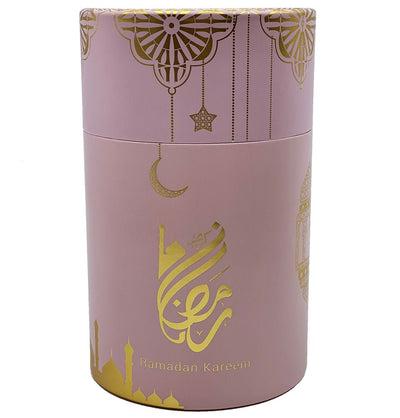 Modefa Prayer Rug Pink Ramadan Kareem Cylinder Gift Box Set with Prayer Mat & Prayer Beads - Pink