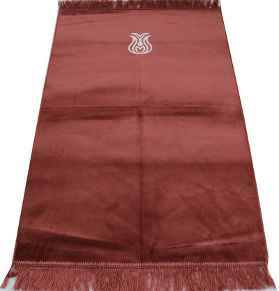 Modefa Prayer Rug Pink Solid Simple Velvet Prayer Rug with Tulip - Rose Pink