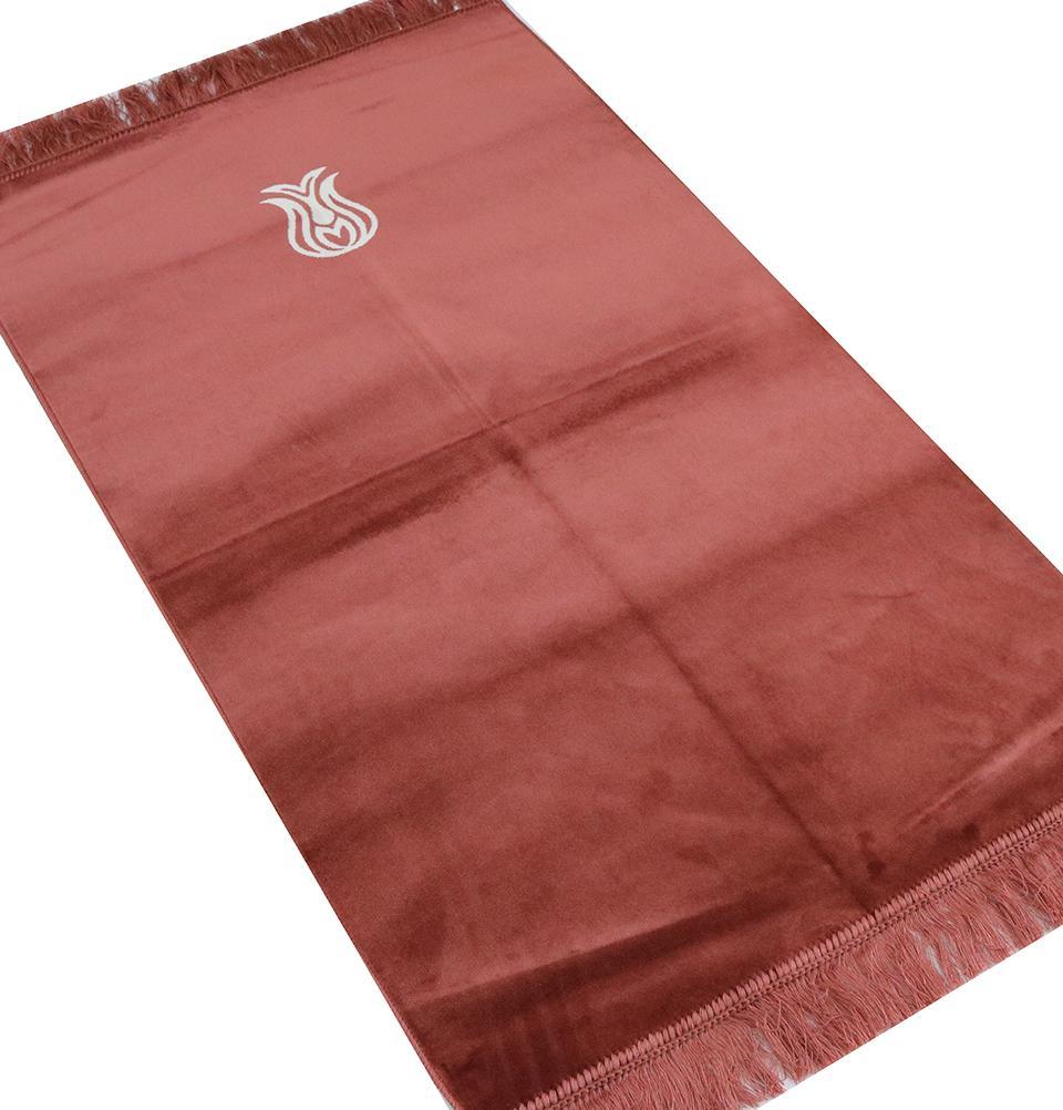 Modefa Prayer Rug Pink Solid Simple Velvet Prayer Rug with Tulip - Rose Pink