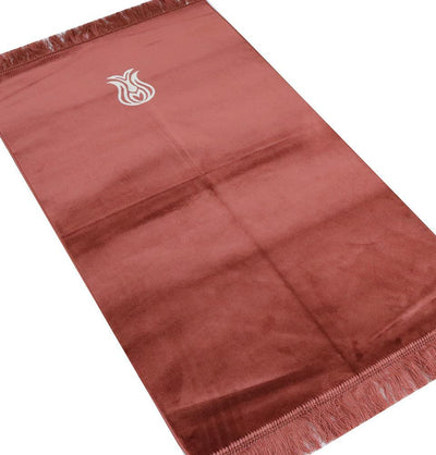 Modefa Prayer Rug Pink Solid Simple Velvet Prayer Rug with Tulip - Rose Pink