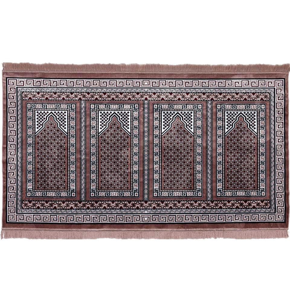 Modefa Prayer Rug Pink Wide 4 Person Masjid Islamic Prayer Rug - Geometric Arch Pink
