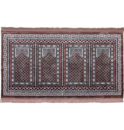 Modefa Prayer Rug Pink Wide 4 Person Masjid Islamic Prayer Rug - Geometric Arch Pink