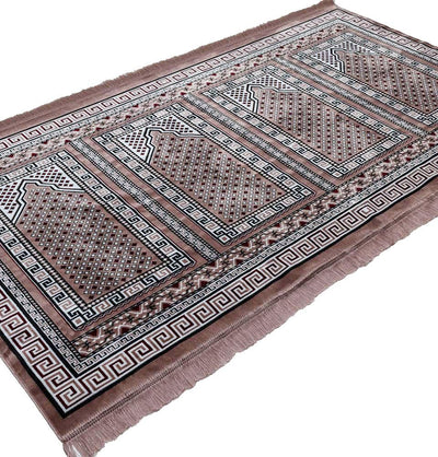 Modefa Prayer Rug Pink Wide 4 Person Masjid Islamic Prayer Rug - Geometric Arch Pink