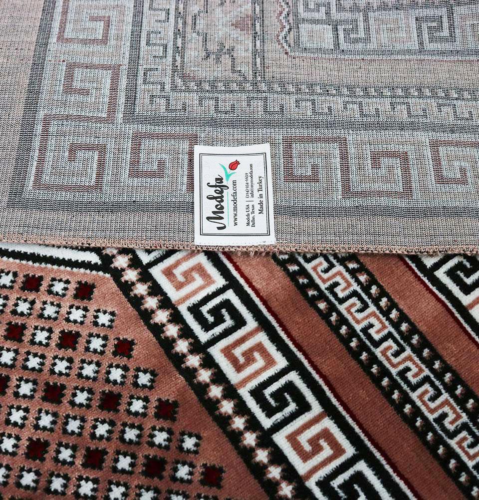 Modefa Prayer Rug Pink Wide 4 Person Masjid Islamic Prayer Rug - Geometric Arch Pink
