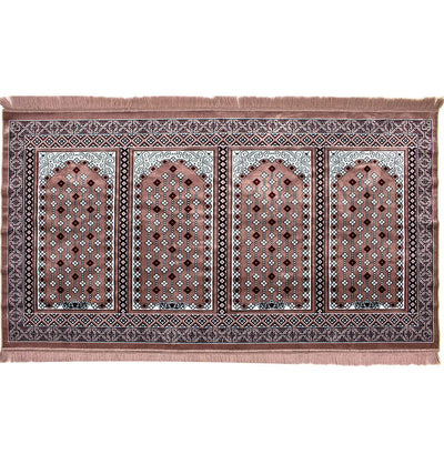 Modefa Prayer Rug Pink Wide 4 Person Masjid Islamic Prayer Rug - Geometric Pink