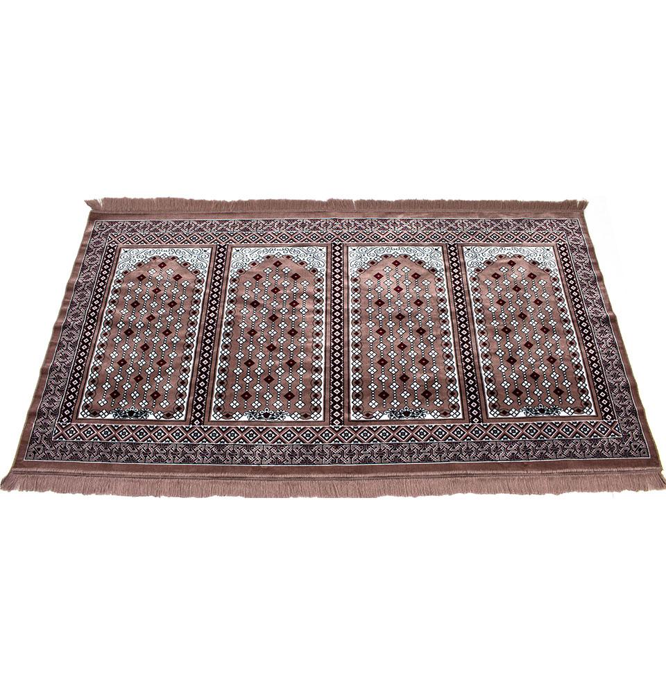 Modefa Prayer Rug Pink Wide 4 Person Masjid Islamic Prayer Rug - Geometric Pink