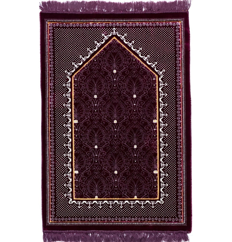 Modefa Prayer Rug Plum Double Plush Wide Islamic Prayer Rug Topkapi - Plum