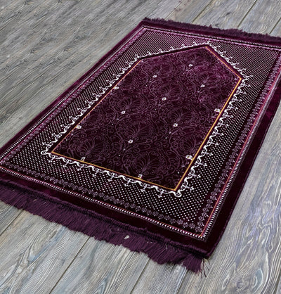 Modefa Prayer Rug Plum Double Plush Wide Islamic Prayer Rug Topkapi - Plum