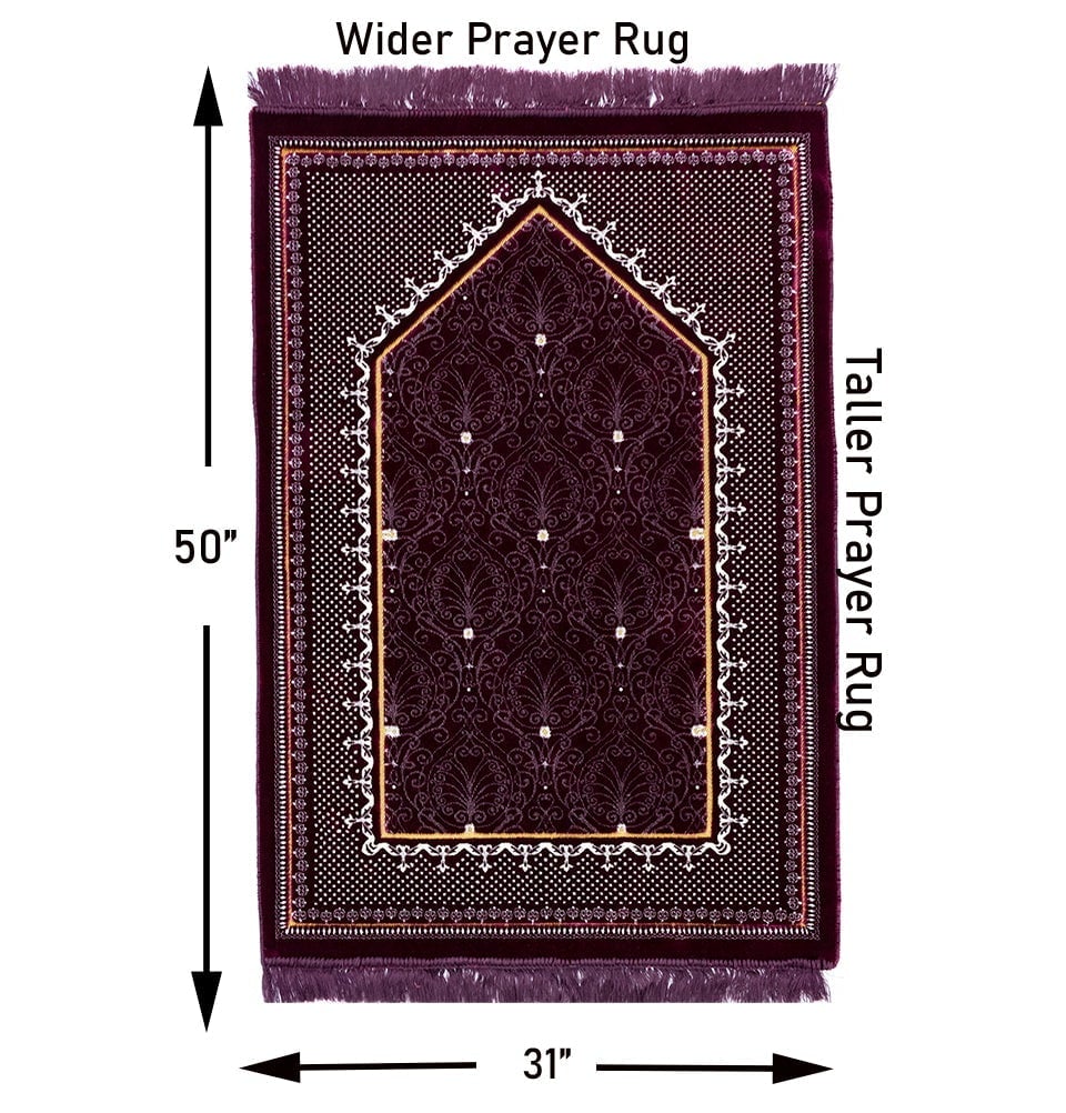 Modefa Prayer Rug Plum Double Plush Wide Islamic Prayer Rug Topkapi - Plum